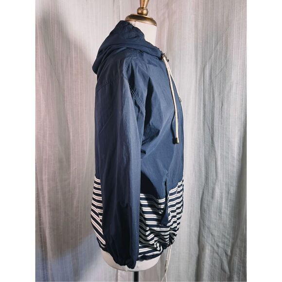 Vintage Dark Navy Striped Windbreaker Jacket - Size M - Picture 6 of 6